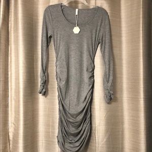 Ruched Grey Maternity Dress